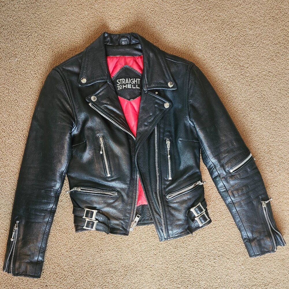 Straight to Hell Women's Defector – Black and Nickel Leather Jacket XS